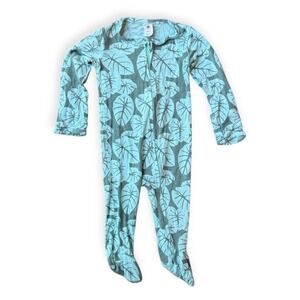 Kate Quinn Baby Footed Pajamas Long Sleeve Zipper Leaf Print 6-9 Months